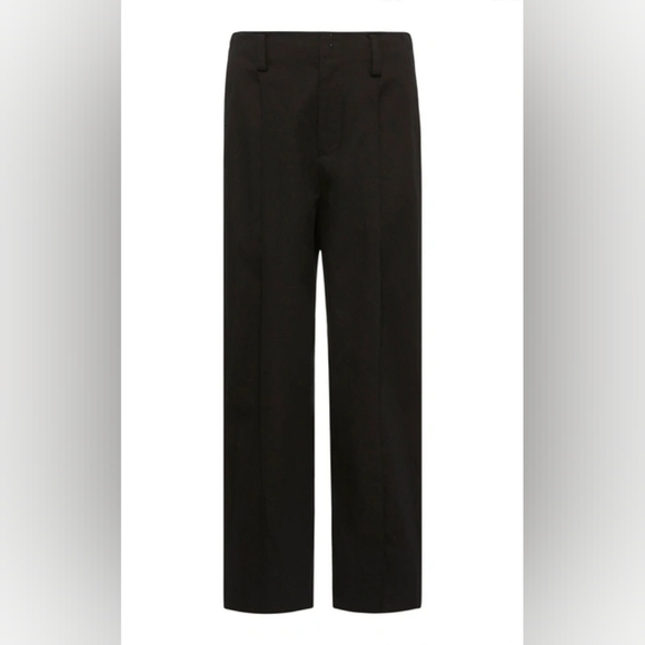 Vince Black Cotton Linen Blend Straight Wide Leg Dressy Cropped Pants Size 12 - Picture 1 of 8